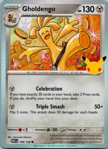 Gholdengo Pokémon card, 30th Celebration number 108/128
