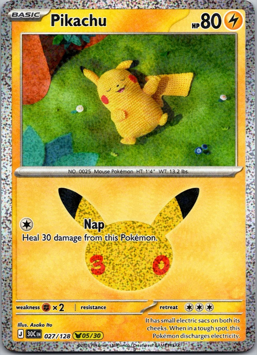 Pikachu Pokémon card front, exact RAWCATCH inventory item HH-000076
