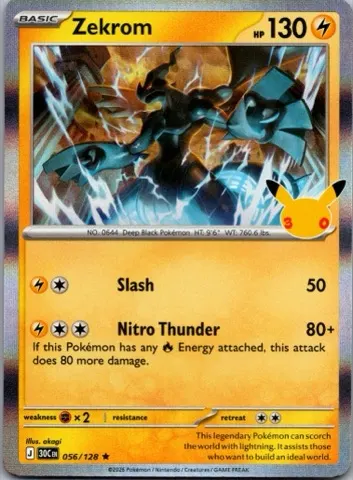 Zekrom Pokémon card, 30th Celebration number 056/128