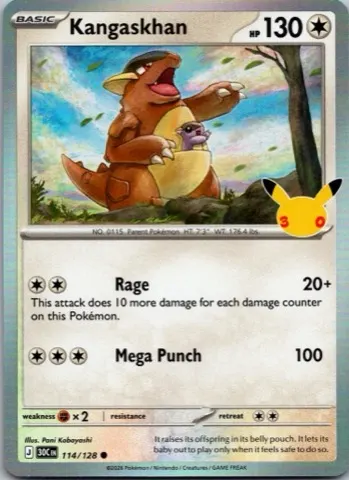 Kangaskhan Pokémon card, 30th Celebration number 114/128