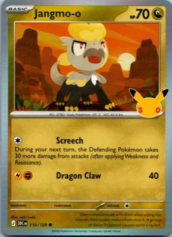 Jangmo-o Pokémon card, 30th Celebration number 110/128