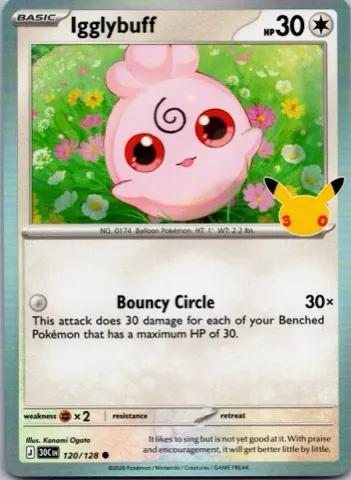 Igglybuff Pokémon card, 30th Celebration number 120/128
