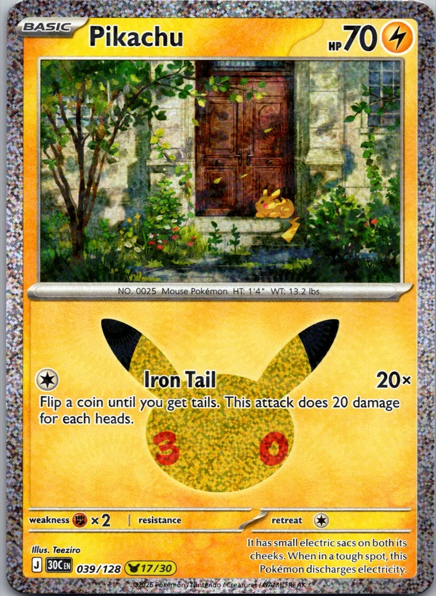 Pikachu Pokémon card front, exact RAWCATCH inventory item HH-000038