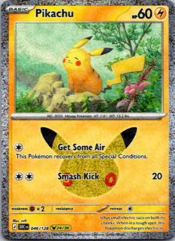 Pikachu Pokémon card, 30th Celebration number 046/128
